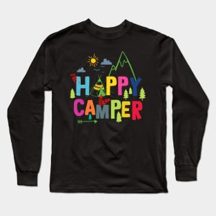 Happy Camper Camping T-Shirt  Camp Tee For Men Women & Kids Long Sleeve T-Shirt